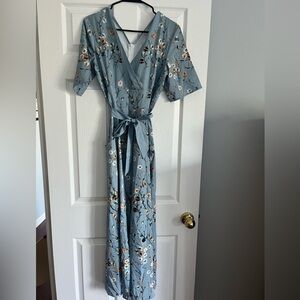 Brand New Fresh North Floral Wrap Jill Dress in Blue